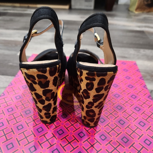 Tory burch black ocelot leopard wedge - Picture 4 of 6